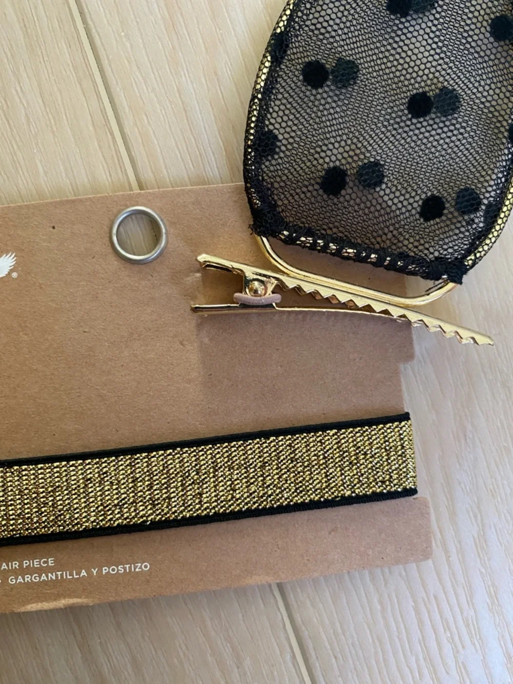 American Eagle Outfitters Black Polka Dot Bunny Ear Clips with Gold Choker